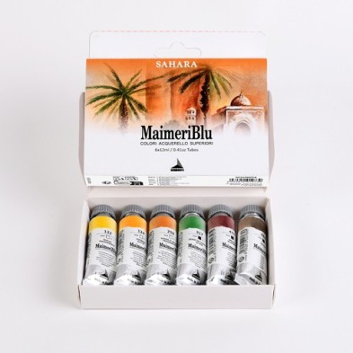 Material Bellas Artes - Pintura - Caja acuarelas MaimeriBlu Sáhara, 6 tubos 12 ml ** | totenart.com