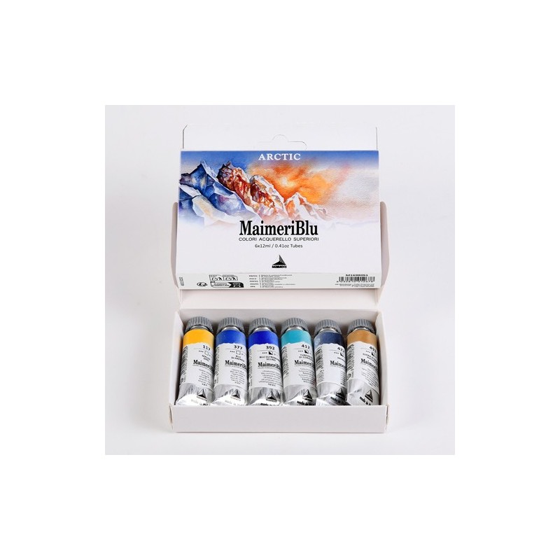 Material Bellas Artes - Pintura - Caja acuarelas MaimeriBlu Ártico, 6 tubos 12 ml ** | totenart.com