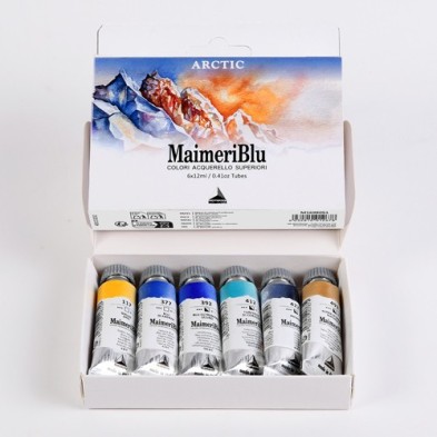 Material Bellas Artes - Pintura - Caja acuarelas MaimeriBlu Ártico, 6 tubos 12 ml ** | totenart.com