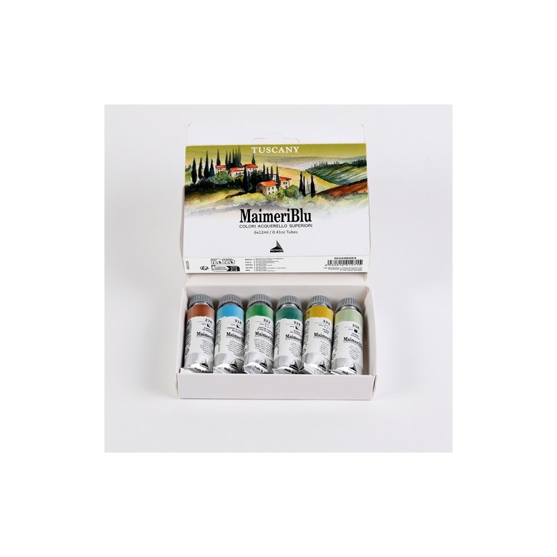 Material Bellas Artes - Pintura - Caja acuarelas MaimeriBlu Toscana, 6 tubos 12 ml ** | totenart.com