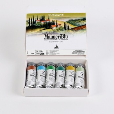Material Bellas Artes - Pintura - Caja acuarelas MaimeriBlu Toscana, 6 tubos 12 ml ** | totenart.com