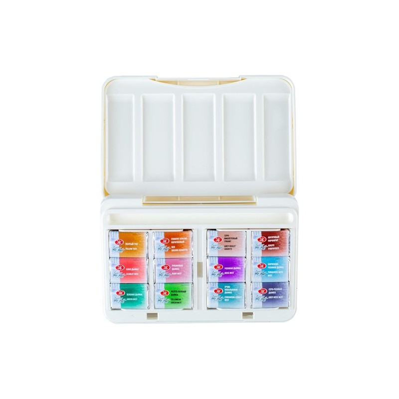 Material Bellas Artes - Pintura - Set acuarela 12 godets \"Granulation and Earth\", estuche de plástico, White Nights | totenart