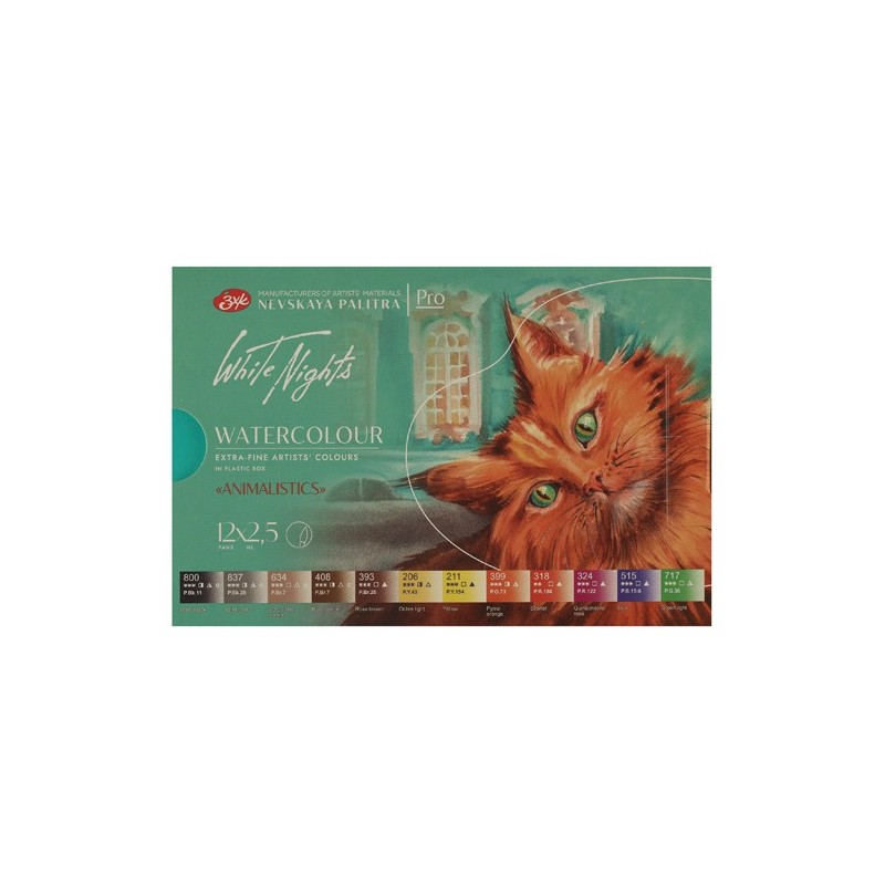 Material Bellas Artes - Pintura - Set acuarela 12 godets Animalistics, White Nights | totenart.com