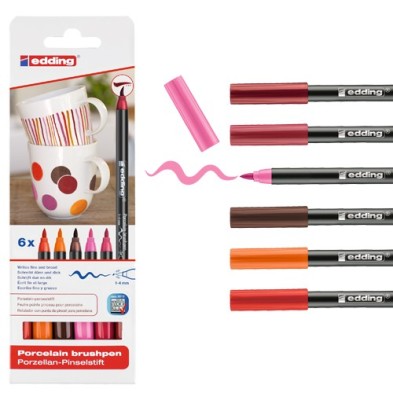 Material Bellas Artes - Pintura - Estuche con 6 rotuladores Edding 4200 para porcelana en colores cálidos | totenart.com