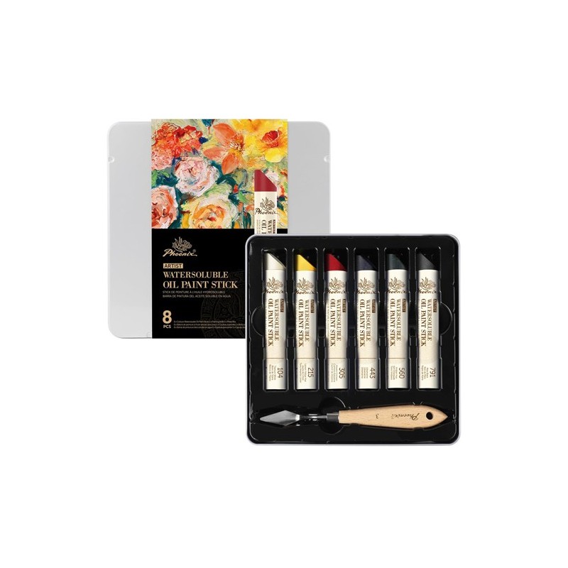 Material Bellas Artes - Pintura - Caja metálica 6 barras de pintura al óleo solubles en agua + espátula | totenart.com