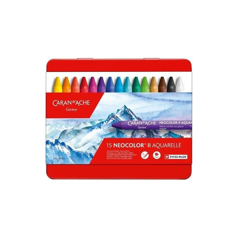 Materiais Belas Artes - Caja surtido 15 pasteles acuarelables Neocolor II Caran D\'Ache ** | totenart.com