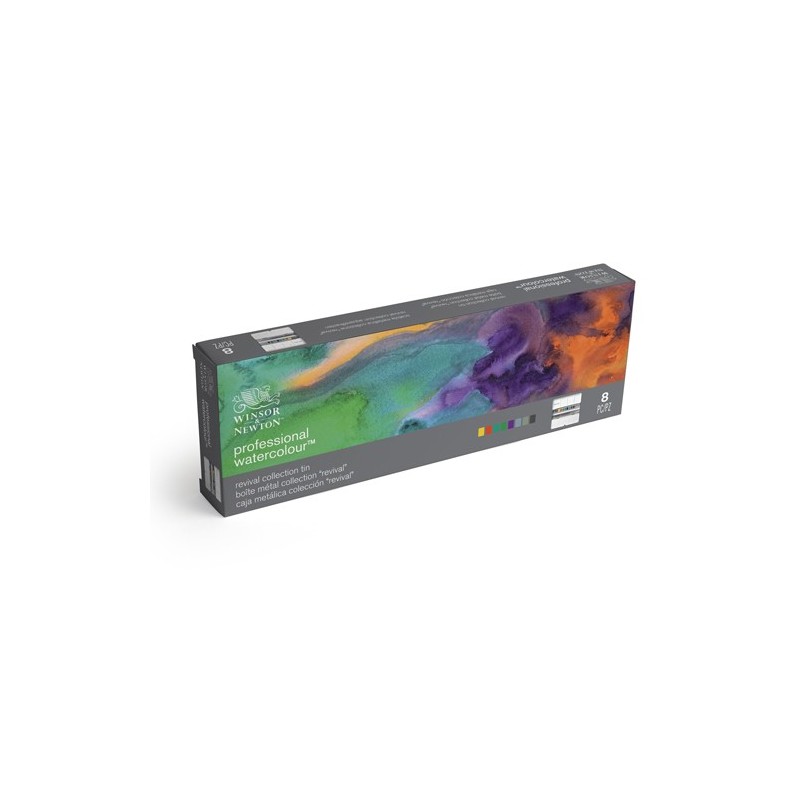 Material Bellas Artes - Pintura - Caja acuarelas Revival Winsor and Newton Profesional, 8 medios godets | totenart.com
