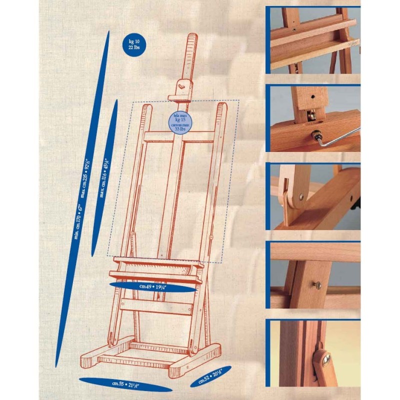 Material Bellas Artes - Pintura - PRODUCTO DANA: Caballete para pintura Estudio con sistema cremallera M09 Mabef | totenart.com