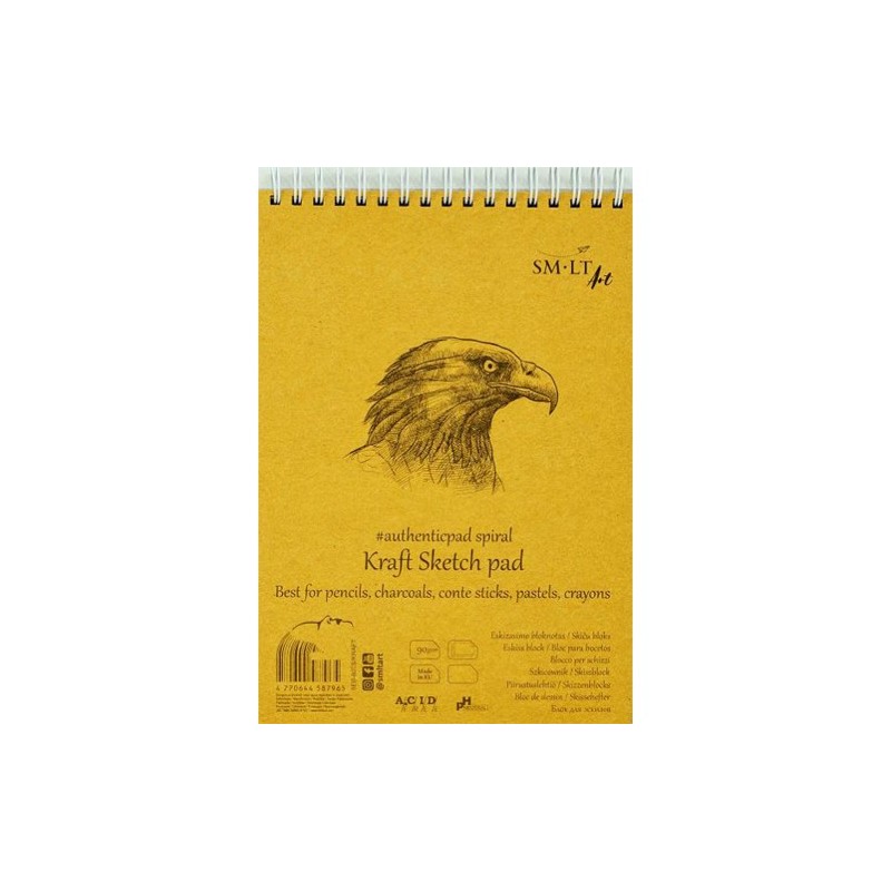 Material Bellas Artes – pintura-y-dibujo - Bloc esbozo Kraft con espiral, 60 hojas, 90 g, A5, SM-LT | totenart.com