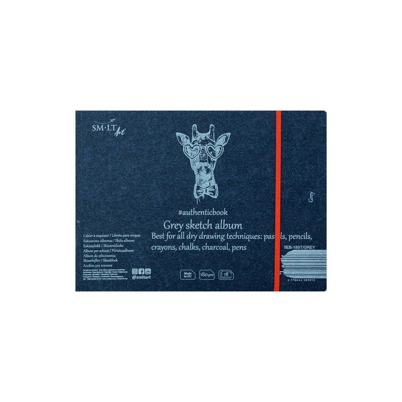 Material Bellas Artes – pintura-y-dibujo - Bloc esbozo gris con gomas, 18 hojas, 180 g, 24,5x17,6 cm, SM-LT | totenart.com