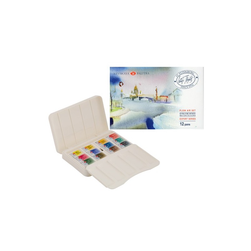 Material Bellas Artes - Pintura - Set acuarela 12 godets, Plein Air Set, estuche de plástico, White Nights  | totenart.com