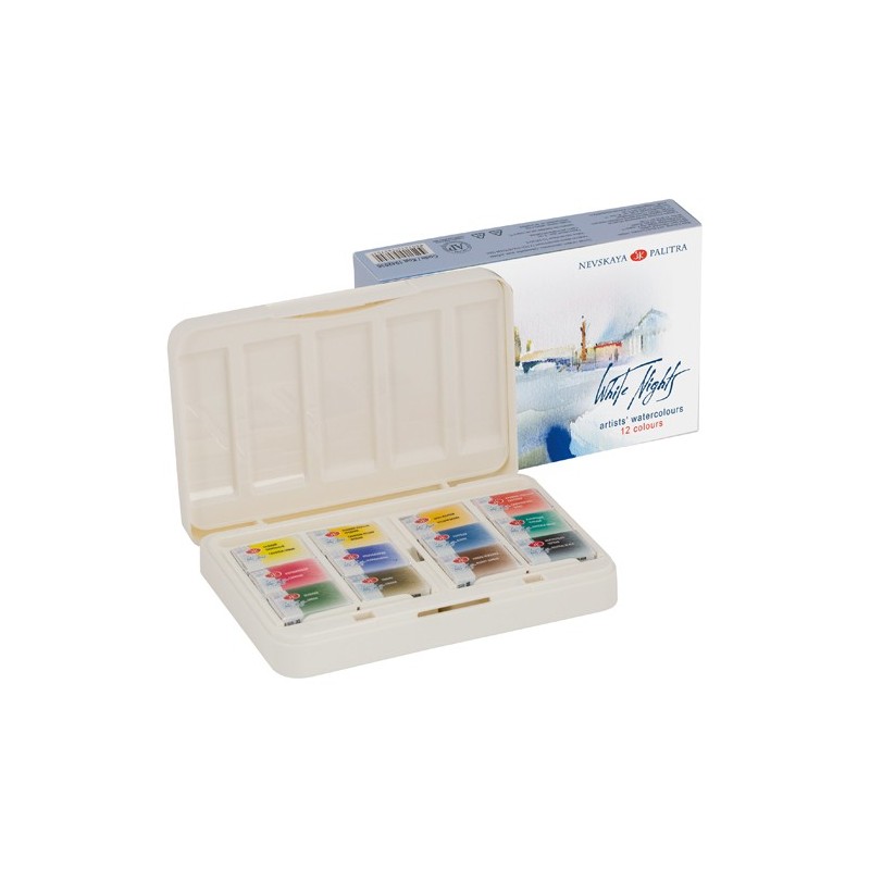 Material Bellas Artes - Pintura - Set acuarela 12 godets, estuche de plástico, White Nights | totenart.com