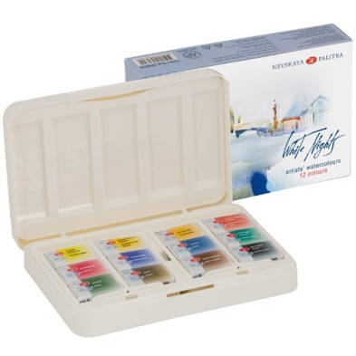 Material Bellas Artes - Pintura - Set acuarela 12 godets, estuche de plástico, White Nights | totenart.com