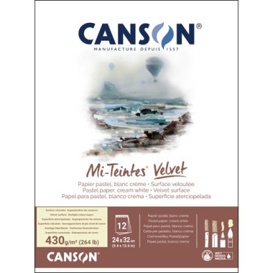 Material Bellas Artes – pintura-y-dibujo - Bloc Canson Mi-Teintes Velvet, blanco, 12h 430g 24x32cm, encolado | totenart.com