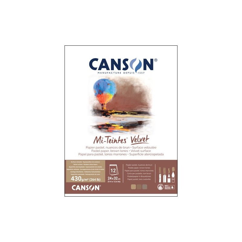 Material Bellas Artes – pintura-y-dibujo - Bloc Canson Mi-Teintes Velvet, tonos marrones, 12h 430g 24x32cm, encolado | totenart.