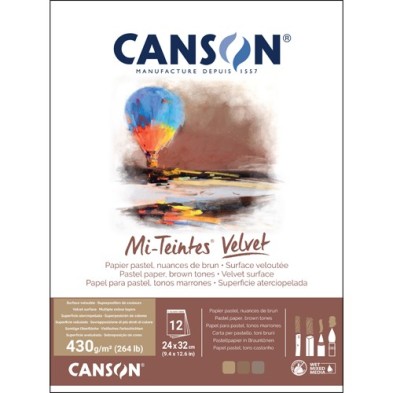 Material Bellas Artes – pintura-y-dibujo - Bloc Canson Mi-Teintes Velvet, tonos marrones, 12h 430g 24x32cm, encolado | totenart.