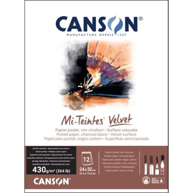 Material Bellas Artes – pintura-y-dibujo - Bloc Canson Mi-Teintes Velvet, negro, 12h 430g 24x32cm, encolado | totenart.com