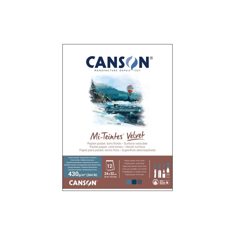 Material Bellas Artes – pintura-y-dibujo - Bloc Canson Mi-Teintes Velvet, tonos fríos, 12h 430g 24x32cm, encolado | totenart.com