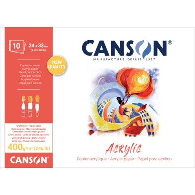 Material Bellas Artes – pintura-y-dibujo - Bloc Canson Acrylic Entelado, 10 h, 400 g, 24x33 cm | totenart.com
