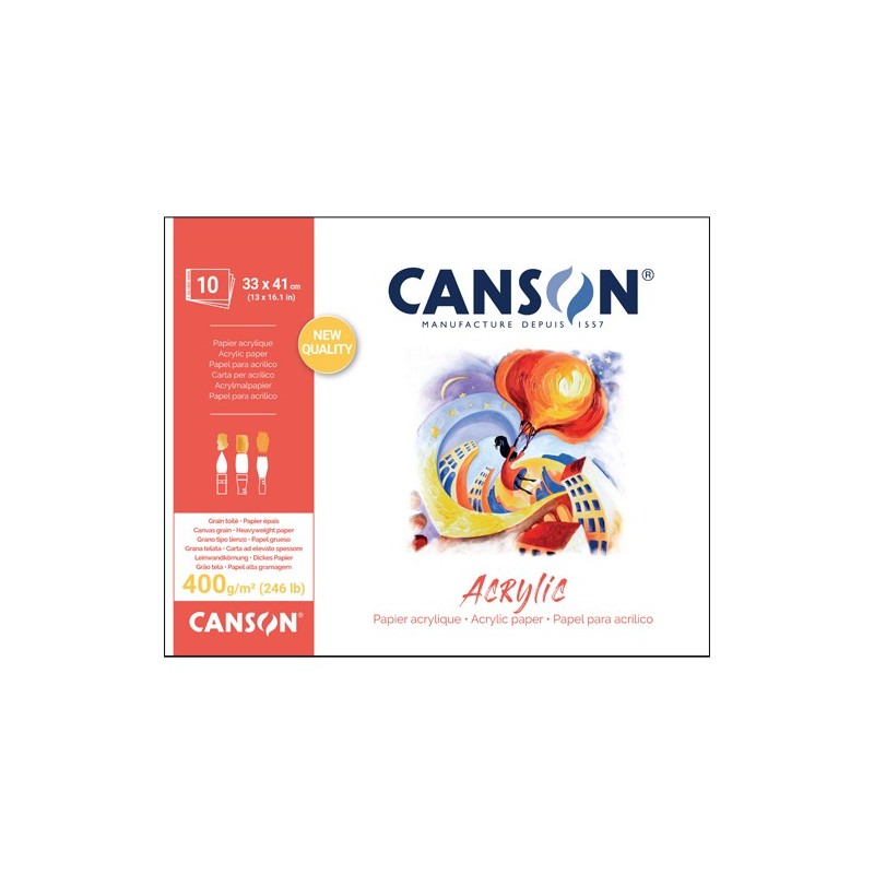 Material Bellas Artes – pintura-y-dibujo - Bloc Canson Acrylic Entelado, 10 h, 400 g, 33x41 cm | totenart.com