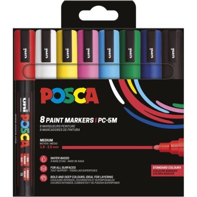 Material Bellas Artes - Pintura - Estuche de Rotuladores PC-5 M Posca, 8 colores | totenart.com
