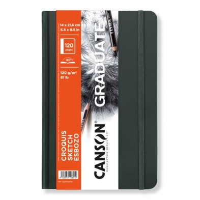 Material Bellas Artes – pintura-y-dibujo - Bloc Canson Graduate Croquis Esbozo (Tapa Dura Gris Oscuro), 60h., 120 gr., 14x21,6 c