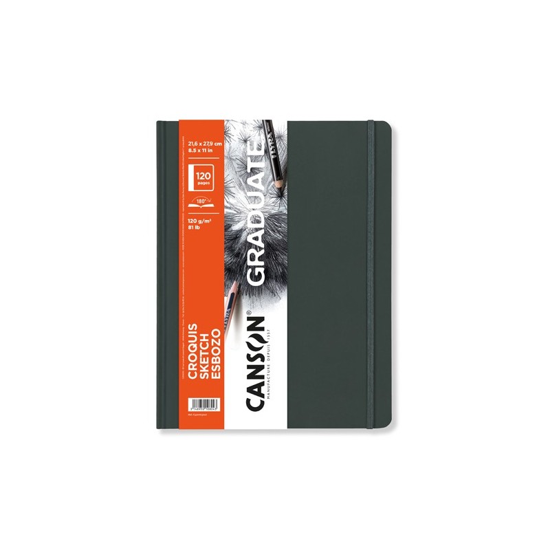 Material Bellas Artes – pintura-y-dibujo - Bloc Canson Graduate Croquis Esbozo (Tapa Dura Gris Oscuro), 60h., 120 gr., 21,6x27,9