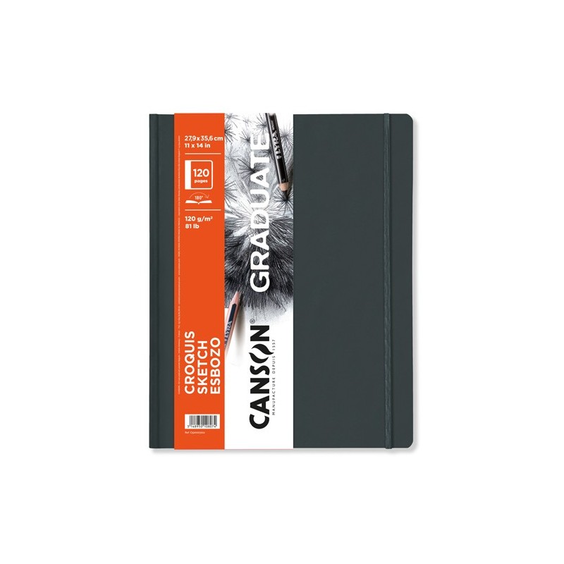 Material Bellas Artes – pintura-y-dibujo - Bloc Canson Graduate Croquis Esbozo (Tapa Dura Gris Oscuro), 60h., 120 gr., 27,9x35,6