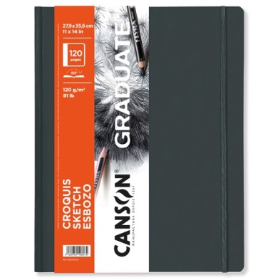 Material Bellas Artes – pintura-y-dibujo - Bloc Canson Graduate Croquis Esbozo (Tapa Dura Gris Oscuro), 60h., 120 gr., 27,9x35,6
