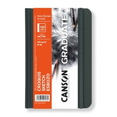 Material Bellas Artes – pintura-y-dibujo - Bloc Canson Graduate Croquis Esbozo (Tapa Dura Gris Oscuro), 60h., 120 gr., 10,2x15,2