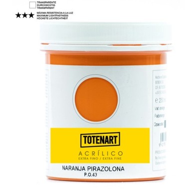 Material Bellas Artes – Pintura - Pintura acrílica Naranja Pirazolona 250 ml. totenart | totenart.com