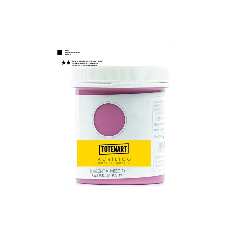 Material Bellas Artes – Pintura - Pintura acrílica Magenta Medio 250 ml. totenart | totenart.com