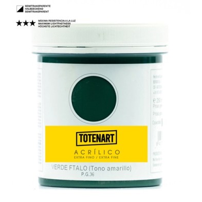 Material Bellas Artes – Pintura - Pintura acrílica Verde Ftalo Tono Amarillo 250 ml. totenart | totenart.com