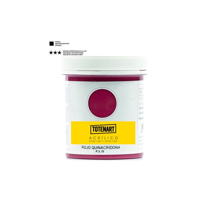Material Bellas Artes – Pintura - Pintura acrílica Rojo Quinacridona 250 ml. totenart | totenart.com