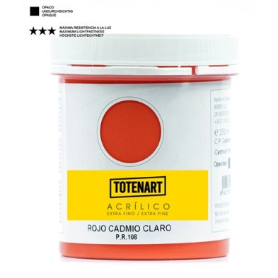 Material Bellas Artes – Pintura - Pintura acrílica Rojo Cadmio Claro 250 ml. totenart | totenart.com