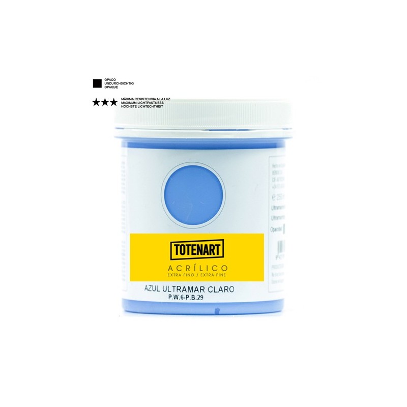 Material Bellas Artes – Pintura - Pintura acrílica Azul Ultramar Claro 250 ml. totenart | totenart.com