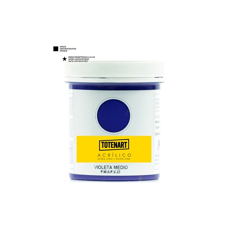 Material Bellas Artes – Pintura - Pintura acrílica Violeta Medio 250 ml. totenart | totenart.com