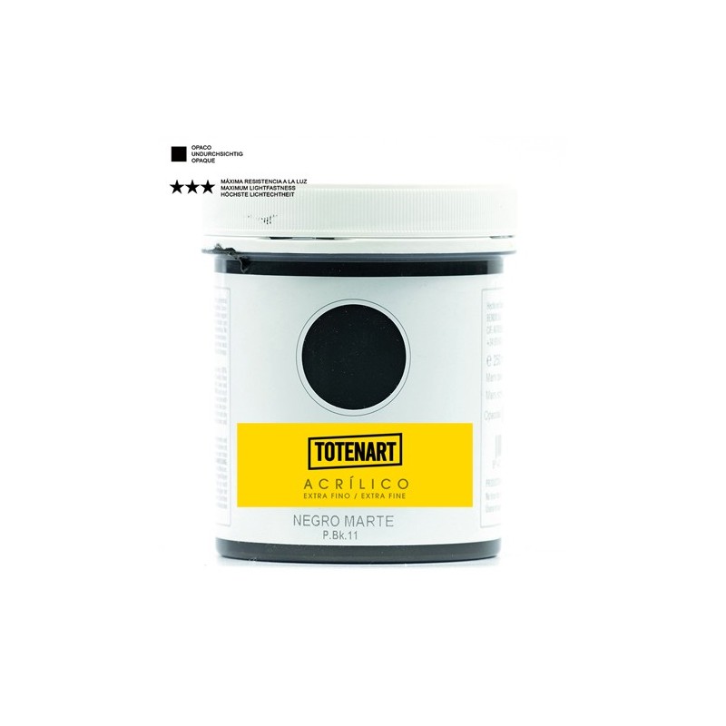 Material Bellas Artes – Pintura - Pintura acrílica Negro Marte 250 ml. totenart | totenart.com