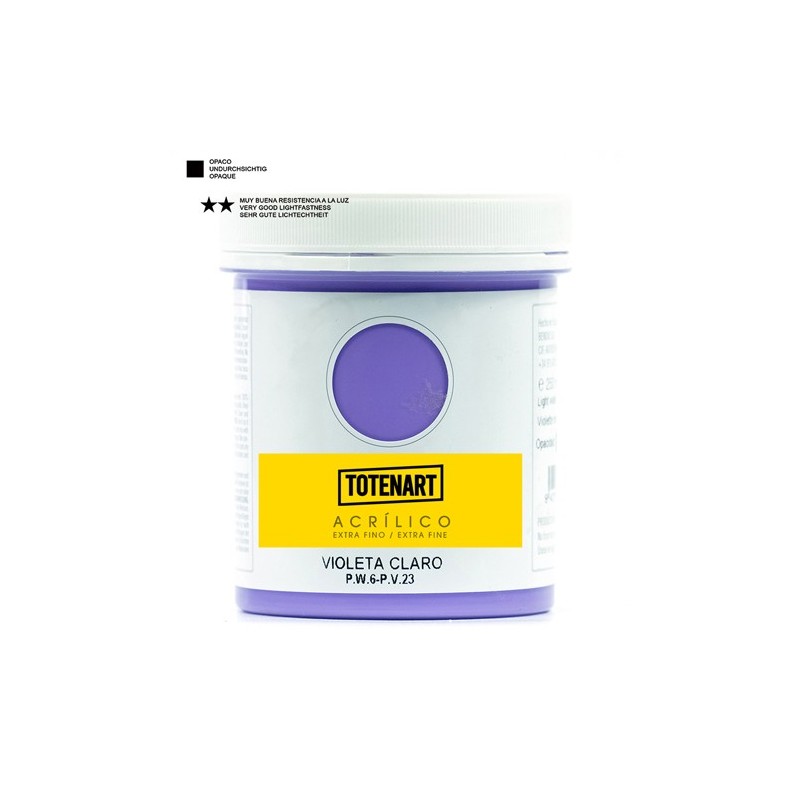 Material Bellas Artes – Pintura - Pintura acrílica Violeta Claro 250 ml. totenart | totenart.com