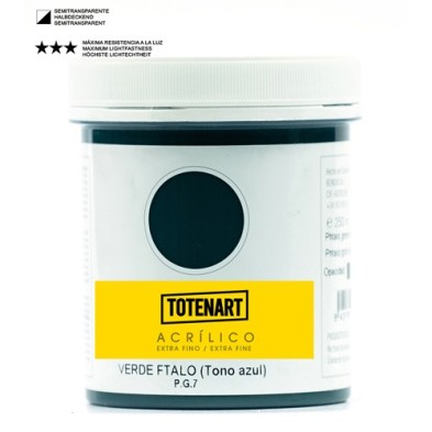 Material Bellas Artes – Pintura - Pintura acrílica Verde Ftalo Tono Azul 250 ml. totenart | totenart.com