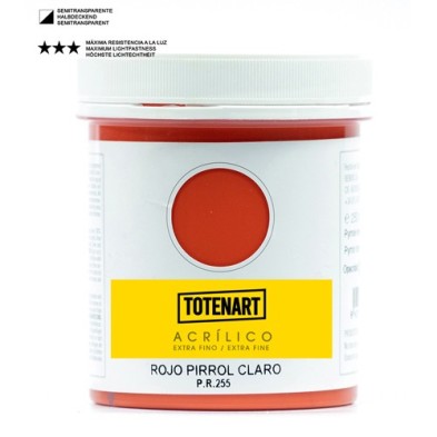 Material Bellas Artes – Pintura - Pintura acrílica Rojo Pirrol Claro 250 ml. totenart | totenart.com