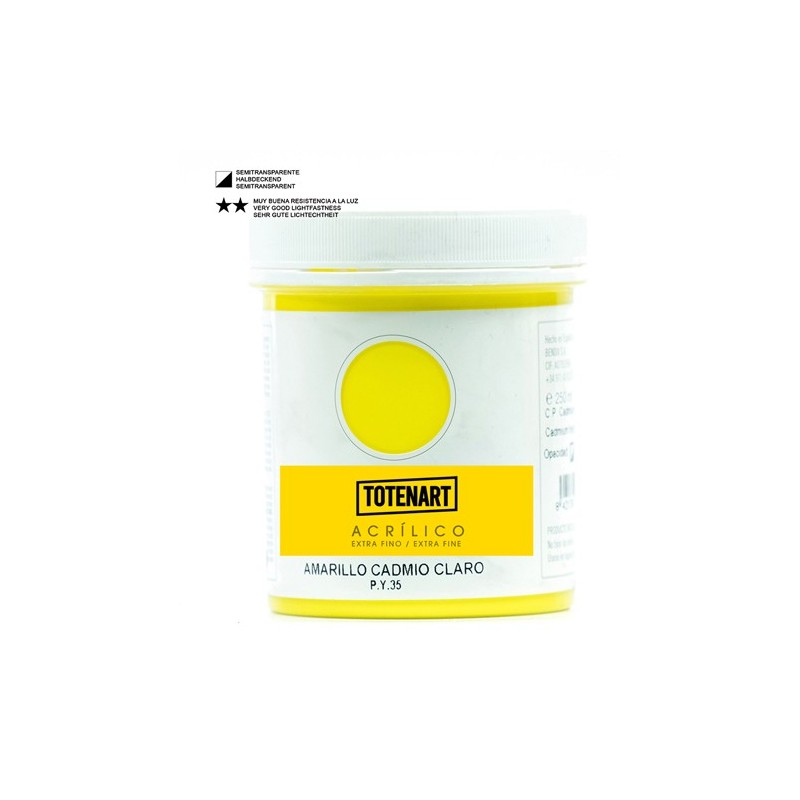 Material Bellas Artes – Pintura - Pintura acrílica Amarillo Cadmio Claro 250 ml. totenart | totenart.com