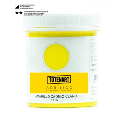 Material Bellas Artes – Pintura - Pintura acrílica Amarillo Cadmio Claro 250 ml. totenart | totenart.com