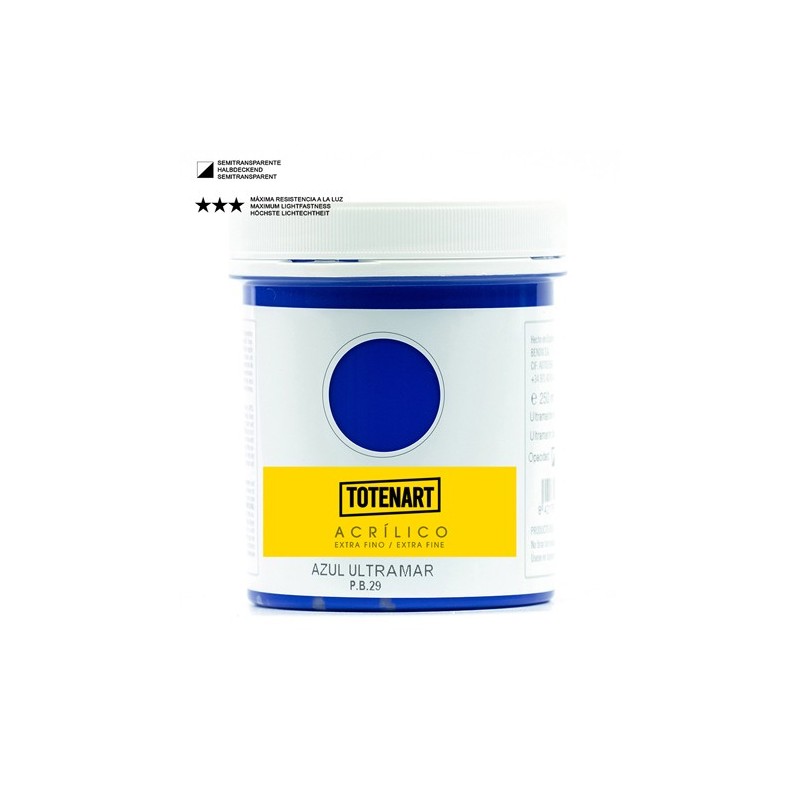 Material Bellas Artes – Pintura - Pintura acrílica Azul Ultramar 250 ml. totenart | totenart.com