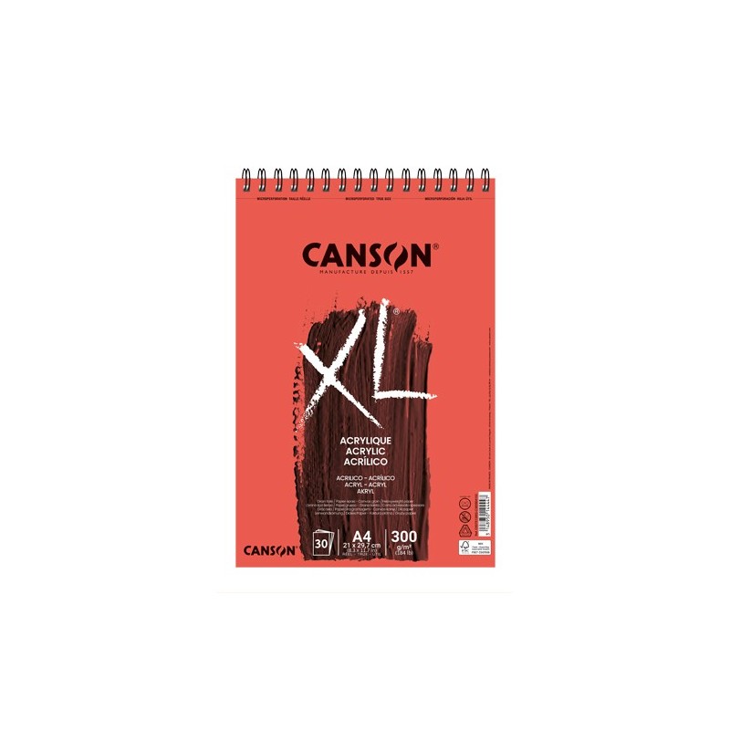 Material Bellas Artes – pintura-y-dibujo - Bloc XL Acrílico Canson, 30 hojas, 300 gr., A4 (anillas) | totenart.com