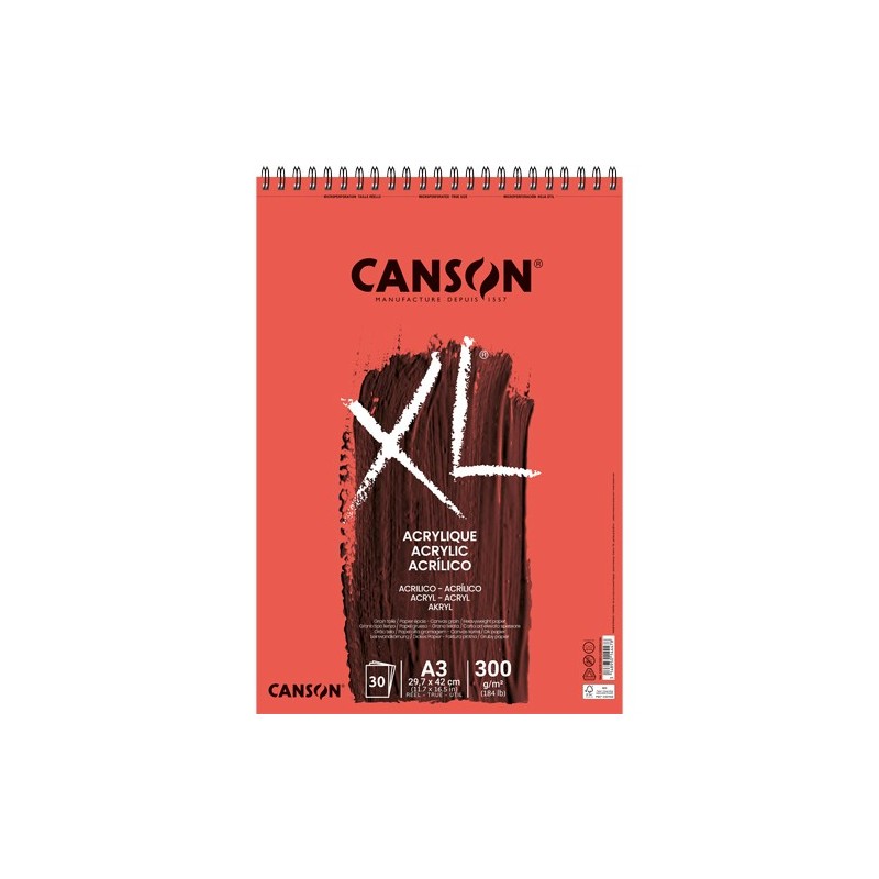 Material Bellas Artes – pintura-y-dibujo - Bloc XL Acrílico Canson, 30 hojas, 300 gr., A3 (anillas) | totenart.com
