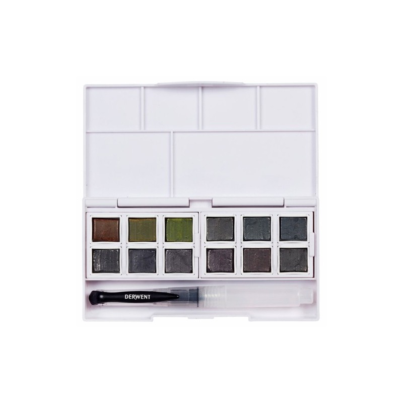 Material Bellas Artes - Pintura - Estuche Graphitint Paint 12 medios godets, grafito con pigmentos acuarelables, Derwent | toten