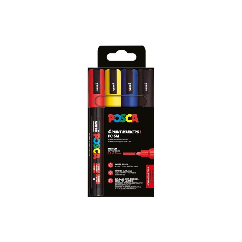 Material Bellas Artes - Pintura - Estuche de Rotuladores PC-5 M Posca, 4 colores | totenart.com