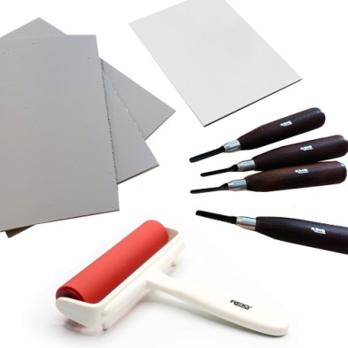 Material Xilografia-Linoleografia-Kit Basico Xilografia-Linoleografia