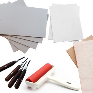 Material Xilografia-Linoleografia-Kit Medio Xilografia-Linoleografia